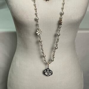 Chanel Faux Pearl Flower Necklace